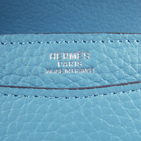 7A Hermes Togo Leather Messenger Bag Light Blue With Silver Hardware H021 Replica - Click Image to Close